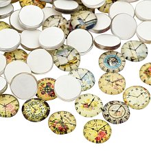 ARRICRAFT 10PCS 12x4mm Mixed Clock Printed Dome Glass Cabochons, Half Round Flatback