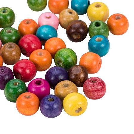 ARRICRAFT 100PCS Mixed 12x10.5mm Round Wood Beads Wooden Loose Spacer Beads for Jewelry Making