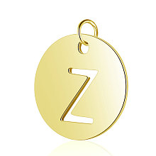 Honeyhandy 304 Stainless Steel Charms, Flat Round with Letter, Golden, Letter.Z, 12x1mm, Hole: 2.5mm