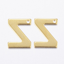 Honeyhandy 304 Stainless Steel Charms, Letter, Initial Charms, Letter.Z, 11x6~12x0.8mm, Hole: 1mm