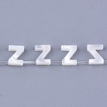 Honeyhandy Natural Sea Shell Beads, White Shell Mother of Pearl Shell, Top Drilled Beads, Letter.Z, 10x2.5~11.5x3mm, Hole: 0.8mm