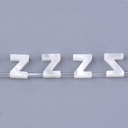 Honeyhandy Natural Sea Shell Beads, White Shell Mother of Pearl Shell, Top Drilled Beads, Letter.Z, 10x2.5~11.5x3mm, Hole: 0.8mm