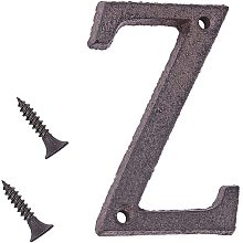 GORGECRAFT 2PCS Cast Iron Door Letter 2.95 Inch Rustic Metal Home Address Letters Mailbox Numbers with Matching Screws, Letter Z