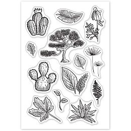 GLOBLELAND Plant Clear Stamp Silicone Stamp Cards Cactus Pine Palm Leaf Stamp Transparent Seals for Card Making Decoration and DIY Scrapbooking