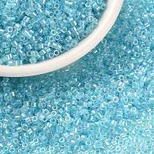 Honeyhandy Cylinder Seed Beads, Uniform Size, Transparent Colours Rainbow, Cyan, 2x1.3~1.5mm, Hole: 0.8~1mm, about 888pcs/10g