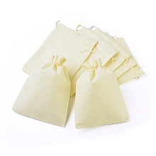 Burlap Packing Pouches Drawstring Bags, Lemon Chiffon, 23x17cm