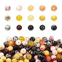 PANDAHALL ELITE Drawbench & Baking Painted Glass Beads Strands, Round, Mixed Color, 8mm, Hole: 1~1.6mm; 15 colors, 30pcs/color, 450pcs/box