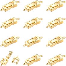 SUPERFINDINGS Brass Fold Over Clasps, 1-Hole, Cadmium Free & Lead Free, Golden, 24x7x4mm, Hole: 1mm, 12pcs/box