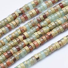 Arricraft Natural Aqua Terra Jasper Beads Strands, Heishi Beads, Flat Round/Disc, 4x2~2.5mm, Hole: 0.5mm, about 180pcs/strand, 15.7 inches(40cm)