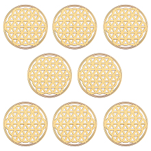 OLYCRAFT Self Adhesive Brass Stickers, Scrapbooking Stickers, for Epoxy Resin Crafts, Flower of Life Pattern, Golden, 20mm; 8pcs/box