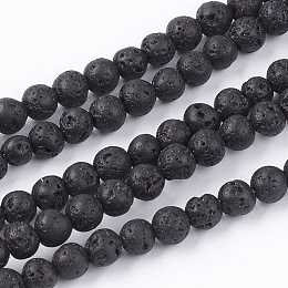 ARRICRAFT Natural Lava Rock Bead Strands, Round, 4.5mm, Hole: 0.5mm, about 95pcs/strand, 14.9 inches