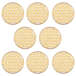 OLYCRAFT Self Adhesive Brass Stickers, Scrapbooking Stickers, for Epoxy Resin Crafts, Flower of Life Pattern, Golden, 20mm; 8pcs/box