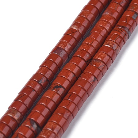 ARRICRAFT Natural Red Jasper Beads Strands, Heishi Beads, Flat Round/Disc, 6x3mm, Hole: 1mm, about 119~131pcs/strand, 14.76~15.74 inches(37.5~40cm)