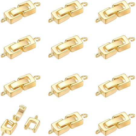 SUPERFINDINGS Brass Fold Over Clasps, 1-Hole, Cadmium Free & Lead Free, Golden, 24x7x4mm, Hole: 1mm, 12pcs/box
