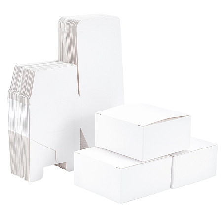 Pandahall Elite 30pcs Small Paper Gift Box Soap Packaging Box White Paper Boxes with Lid Present Boxes for Light Weight Gifts Bridal Birthday Wedding Party Christmas, 3.14x3.14x1.57