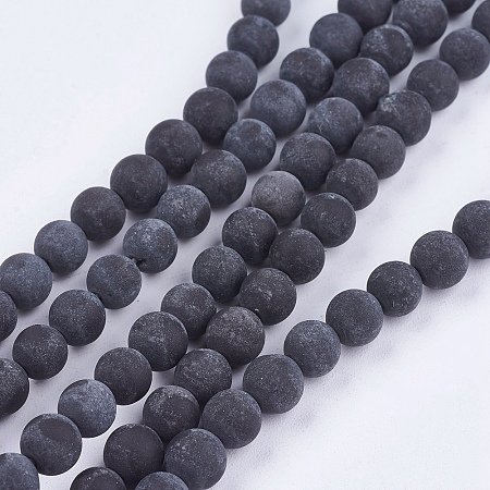 Arricraft Natural Black Stone Bead Strands, Round, Black, 6mm, Hole: 1mm, about 65pcs/strand, 15.7 inches
