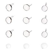 Unicraftale DIY Earring Making, with 304 Stainless Steel Leverback Earring Settings and Clear Glass Cabochons, Stainless Steel Color, Tray: 12mm/14mm/18mm; 36pcs/box