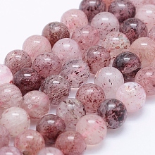 Arricraft Natural Strawberry Quartz Beads Strands, Round, 6mm, Hole: 1mm, about 65pcs/strand, 15.7 inches(40cm)