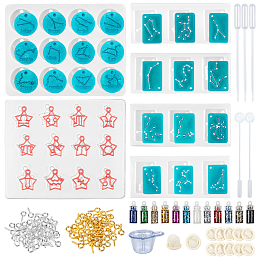 Olycraft DIY Kit, with Silicone Molds, Plastic Stirring Rod, Transfer Pipettes, Laser Shining Nail Art Glitter and Latex Finger Cots