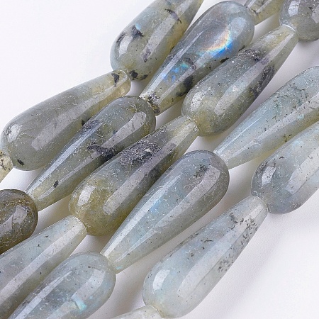 ARRICRAFT Natural Labradorite Beads Strands, teardrop, 28.5~30x10~10.5mm, Hole: 1.8mm, about 13pcs/strand, 15.1 inches(38.5cm)
