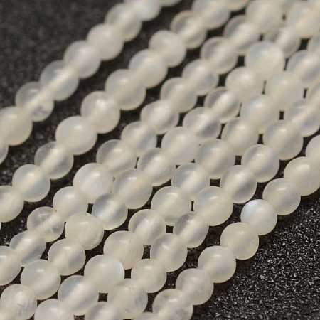 ARRICRAFT Natural White Moonstone Beads Strands, Round, 2mm, Hole: 0.5mm, about 178pcs/strand, 15.3 inches(39cm)