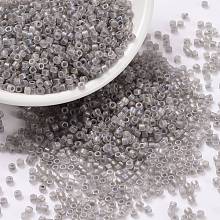 Honeyhandy Cylinder Seed Beads, Frosted AB Colors, Round Hole, Uniform Size, Gray, 2x1.5mm, Hole: 0.8mm, about 888pcs/10g