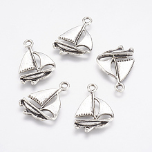 Honeyhandy Alloy Pendants, Sailing Boat, Antique Silver, 23x16x2mm, Hole: 2mm