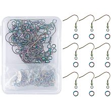 DIY Earrings Kits, with 201 Stainless Steel Earring Hooks and Vacuum Plating 304 Stainless Steel Open Jump Rings, Multi-color, 68x52x11mm