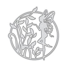 GLOBLELAND 1pc Metal Fairy Ring Girl Cutting Dies Carbon Steel Cutting Dies Stencils for DIY Making Paper Card Craft Decoration Supplies, Matte Platinum