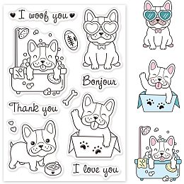 GLOBLELAND French Bulldog Silicone Clear Stamps Animals Transparent Stamps for Holiday Greeting Cards Diary Joural Making DIY Scrapbooking Photo Album Decoration Paper Craft