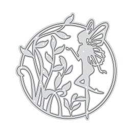 GLOBLELAND 1pc Metal Fairy Ring Girl Cutting Dies Carbon Steel Cutting Dies Stencils for DIY Making Paper Card Craft Decoration Supplies, Matte Platinum