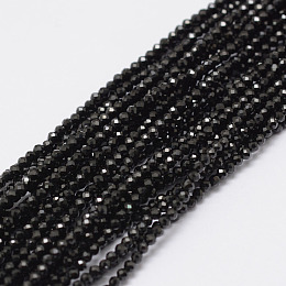 ARRICRAFT Natural Black Spinel Beads Strands, Round, Faceted, 2mm, Hole: 0.5mm, about 197pcs/strand, 15.7 inches(40cm)