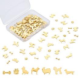 Alloy Cabochons, for DIY Crystal Epoxy Resin Material Filling, Dog, Golden, 112pcs/box