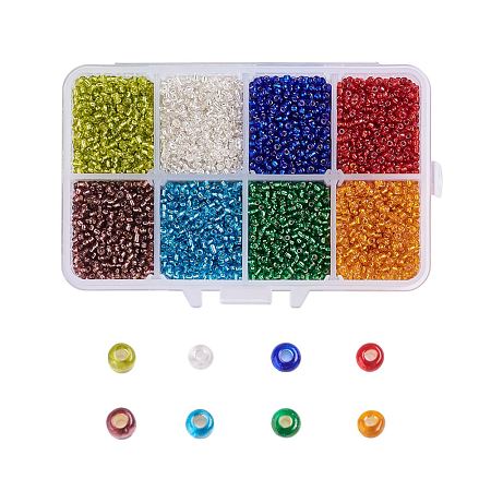 12/0 Glass Seed Beads, Ceylon Round  Loose Spacer Beads, 2mm, Mixed Color, 2mm, Hole: 1mm; about 12500pcs/box