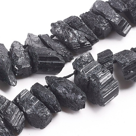 ARRICRAFT Raw Rough Natural Black Tourmaline Beads Strands, Nuggets, 13~36x4~15x7~14mm, Hole: 1mm, about 40pcs/strand, 15.7 inches(40cm)