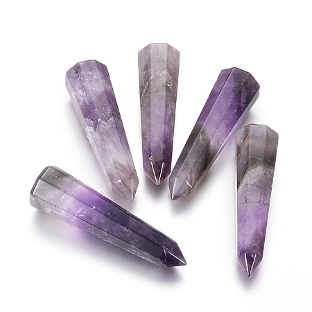Arricraft Natural Amethyst Pointed Beads, No Hole/Undrilled, Bullet, 59~61x16~17mm