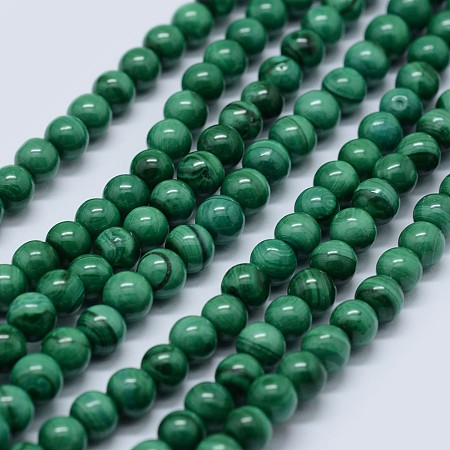 ARRICRAFT Natural Malachite Beads Strands, Grade AB, Round, 6mm, Hole: 0.7mm, about 63pcs/strand, 15.5 inches(39.5cm)