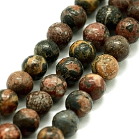 ARRICRAFT Natural Leopard Skin Jasper Beads Strands, Round, 4~5mm, Hole: 0.5mm, about 85pcs/strand,  14.96 inches(38cm)