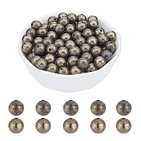 ARRICRAFT Natural Pyrite Beads Strands, Round, 8mm, Hole: 1mm; about 50pcs/strand, 15.74 inches, 2strands/box