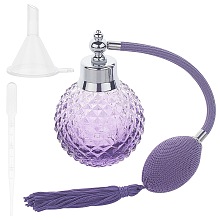 Gorgecraft Glass Spray Bottles, Perfume Bottle, Refillable Cosmetic Bottle, with Mini Transparent Plastic Funnel Hopper and 3ML Disposable Plastic Dropper, Purple, 31x10.1x6.8cm, capacity: 100ml(3.38 fl. oz), 1set