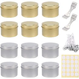 DIY Jewelry Kits, with Round Iron Tin Cans, Candle Wick and Double-faced Self-adhesive Paper Stickers, Mixed Color, 20x15x10mm