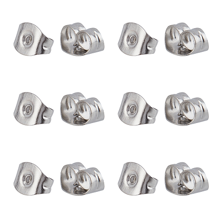 Unicraftale 201 Stainless Steel Ear Nuts, Earring Backs, Stainless Steel Color, 6x4.5x3mm, Hole: 0.7mm, 3000pcs/box