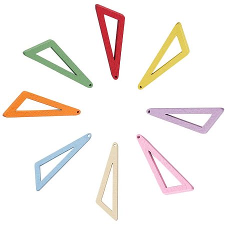 Arricraft 80 pcs 8 Colors Wood Pendants Charms, Triangle Wood Links Wood Pendants Earring Dangle Drops Jewelry Findings Supplies, Mixed Colors