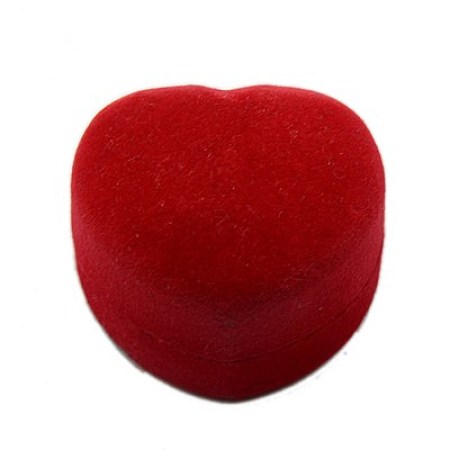 Heart Shape Velvet Ring Boxes, Valentine's Day Wedding Engagement Jewelry Gift Boxes, Red, 47.5x43.5x34mm