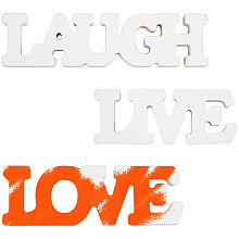 CREATCABIN MDF Board Letters for Wall Home Party Decorations, Word Laugh & Live & Love, White, 3pcs/set