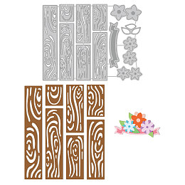 GLOBLELAND Carbon Steel Cutting Dies Stencils, for DIY Scrapbooking, Photo Album, Decorative Embossing Paper Card, Stainless Steel Color, Wood Grain Pattern, 162x124x0.8mm