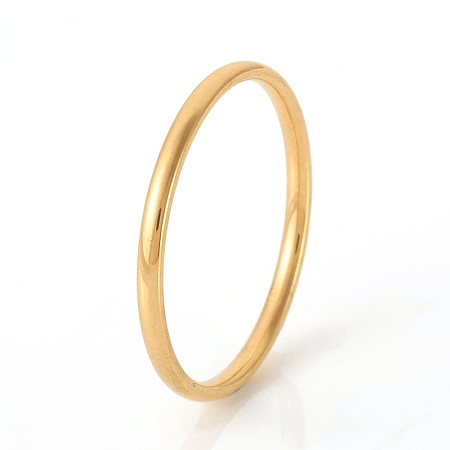 Honeyhandy 201 Stainless Steel Plain Band Rings, Real 18K Gold Plated, Size 8, Inner Diameter: 18mm