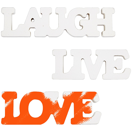 CREATCABIN MDF Board Letters for Wall Home Party Decorations, Word Laugh & Live & Love, White, 3pcs/set