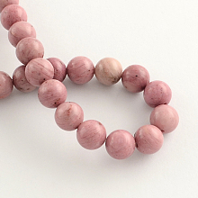 ARRICRAFT Natural Rhodonite Beads Strands, Round, 6.5mm, Hole: 1mm, about 63pcs/strand, 15.5 inches