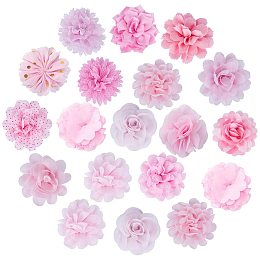 Handmade Woven Costume Accessories, Cloth Flower, Pink, 15pcs/set